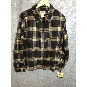 Woolrich Twin Creek Shirt Jacket Womens Large Plaid Zip Front Wool Blend w Tags